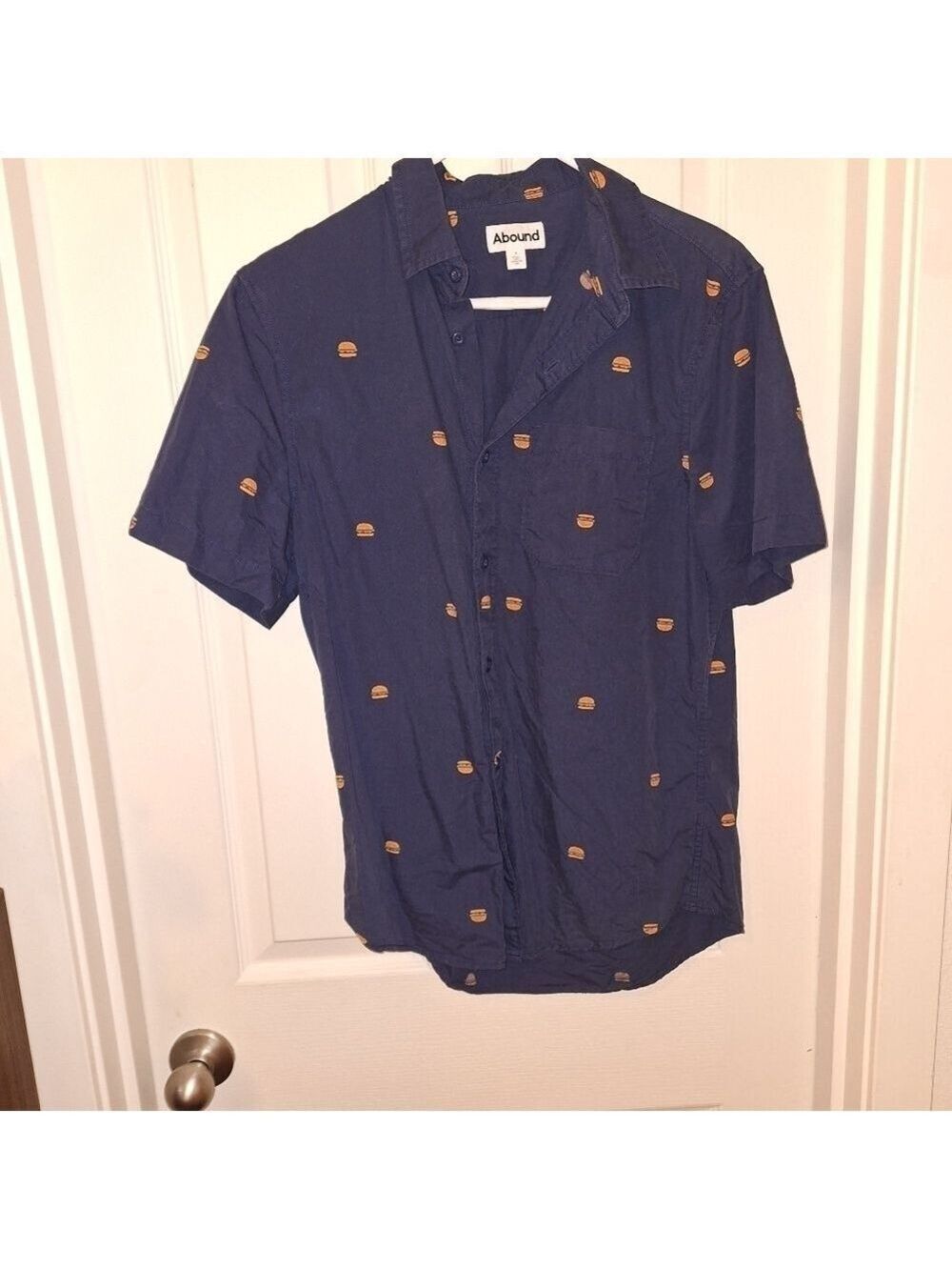 Men's Navy Blue Button Down Shirt Small Cotton